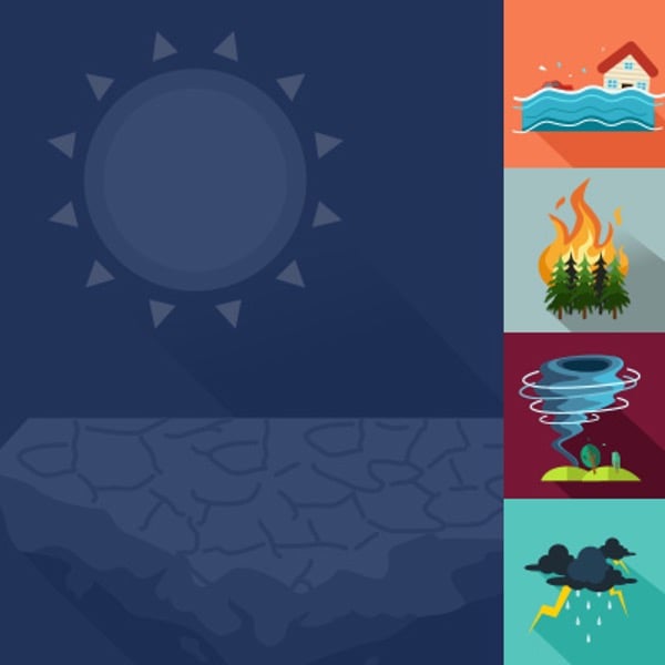 natural disasters: drought, flooding, wildfires, tornadoes, and storms.