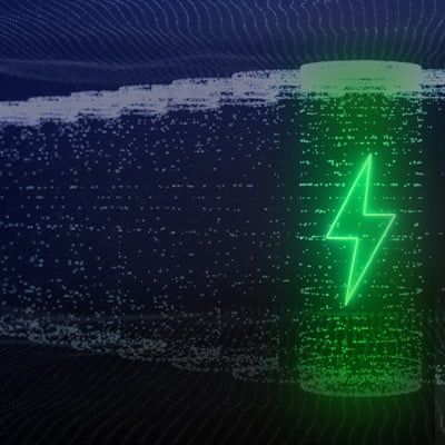 Green battery icon on a dark blue background